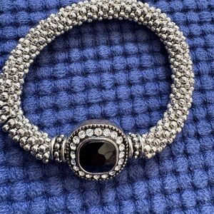 Elegant Silver and Black Beaded Bracelet